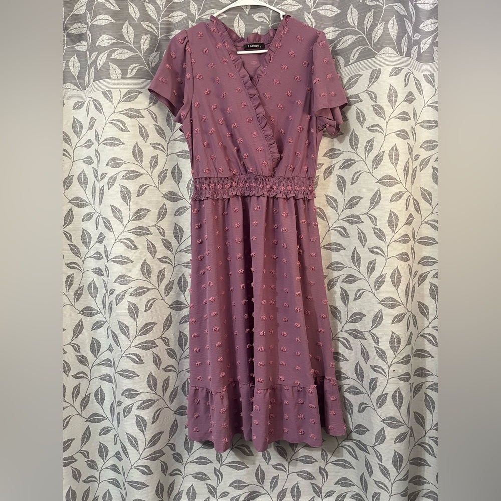Purple Floral Midi Dress